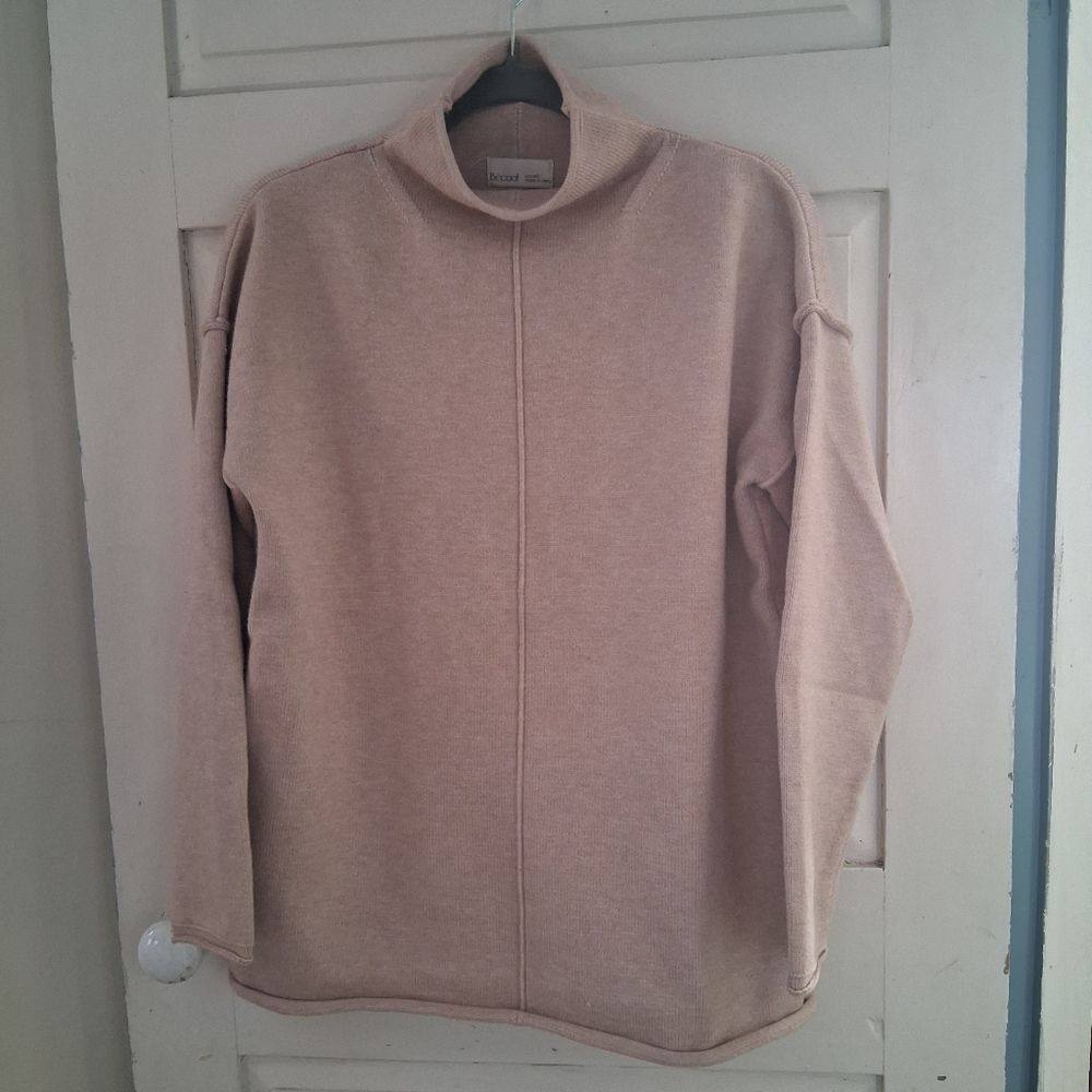 BE COOL Women's Heather Beige Mock Turtleneck Sweater Size M/L